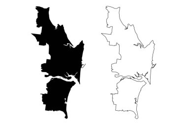 Mackay City, Queensland (Avustralya Cumhuriyeti, Avustralya) harita vektör çizimi, çizim kenti Mackay haritası