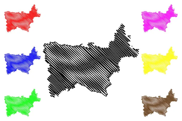 Voru County República Estônia Condados Estônia Mapa Ilustração Vetorial Rabisco —  Vetores de Stock