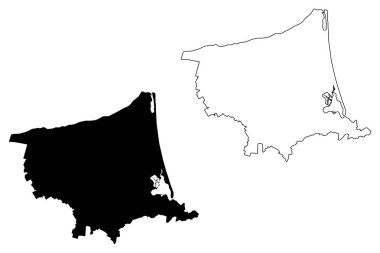 Christchurch City (Yeni Zelanda, Güney Adası) harita vektör illüstrasyonu, Christchurch haritasının taslağını çiz