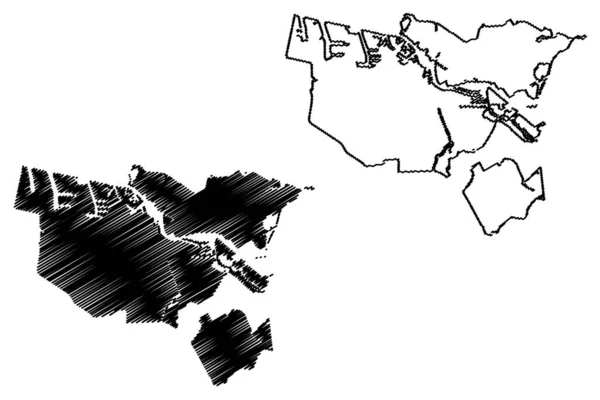 Amsterdam City Koninkrijk Der Nederlanden Holland Map Vector Illustratie Krabbelschets — Stockvector