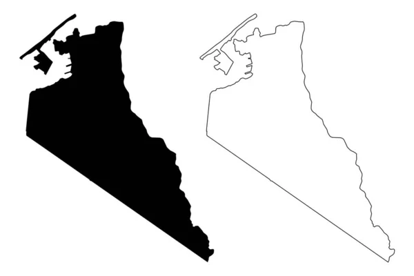 Papeete City Polinésia Francesa Taiti Mapa Ilustração Vetorial Rabisco Esboço — Vetor de Stock