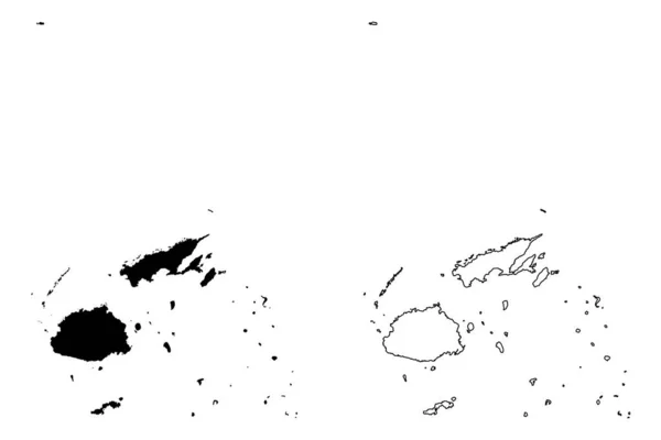 Mapa República Fiji Melanésia Oceano Pacífico Sul Ilustração Vetorial Esboço —  Vetores de Stock