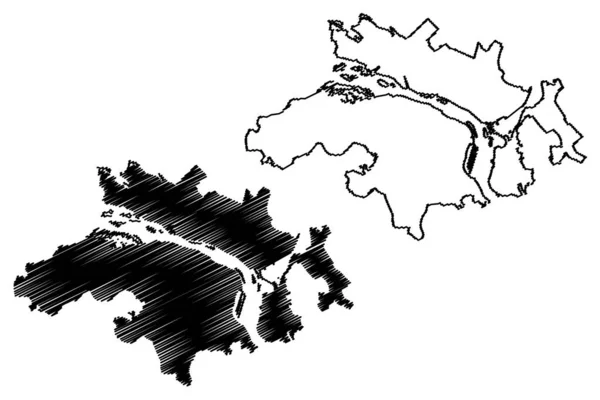 第聂伯鲁市 乌克兰 地图矢量图解 速写草图第聂伯罗彼得罗夫斯克市地图 — 图库矢量图片