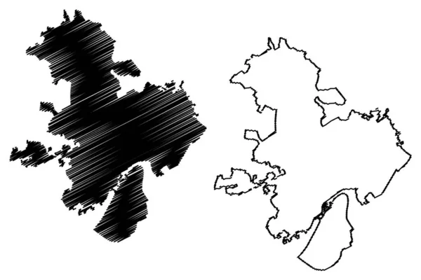 コルドバ市 スペイン王国 アンダルシア州 地図ベクトル図 スクリブル スケッチコルドバ市地図 — ストックベクタ