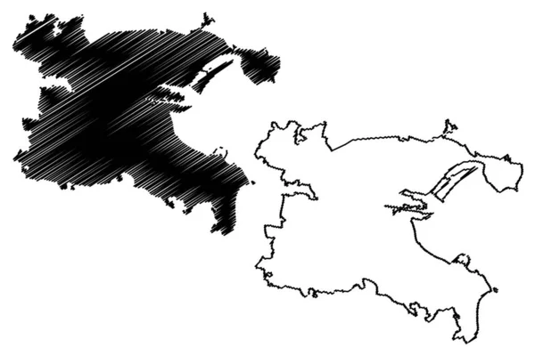Векторная Иллюстрация Карты Дублина Ирландская Республика Чертеж Карты Дублина — стоковый вектор