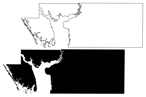 Charlotte County Florida 미국군 미국군 Map Vector Illustration Scribble Sketch — 스톡 벡터