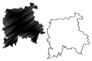 Leipzig Şehri (Almanya Federal Cumhuriyeti, Saksonya) harita vektör illüstrasyonu, Leipzig harita şehrini karala