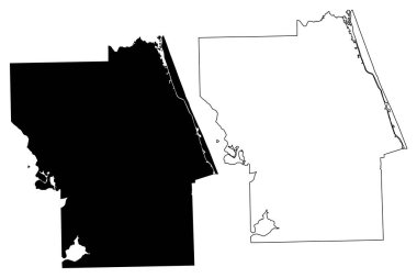 Flagler County, Florida (ABD eyaleti, Amerika Birleşik Devletleri, Usa, ABD) harita vektör çizimi, çizim çizimi Flagler haritası