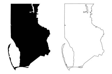 Körfez Bölgesi, Florida (ABD eyaleti, Amerika Birleşik Devletleri, Usa, ABD) harita vektör çizimi, çizim Körfezi haritası
