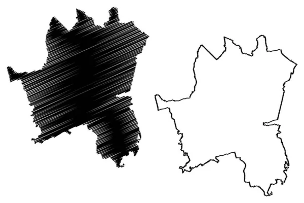 Katowice Miasto Rzeczpospolita Polska Śląsk Mapa Wektor Ilustracja Szkic Bazgrołów — Wektor stockowy