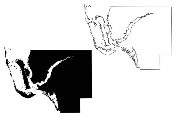 Lee County Florida County United States America Usa Mapa Wektor — Wektor stockowy