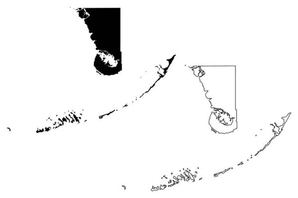 佛罗里达州门罗县 Usa 地图矢量图解 速写草图门罗地图 — 图库矢量图片