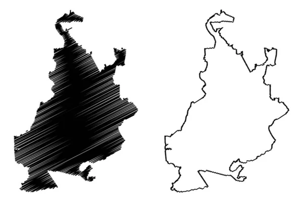 Samara City Federação Russa Rússia Mapa Ilustração Vetorial Esboço Rabiscos —  Vetores de Stock