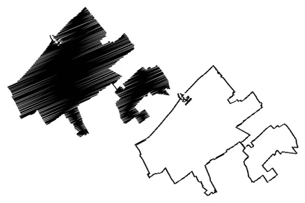 海牙市 荷兰王国 地图矢量图解 手写体草图登哈格市地图 — 图库矢量图片