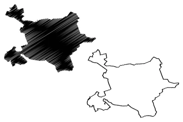 Tirana City Republic Albania Map Vector Illustration Scribble Sketch City — 스톡 벡터