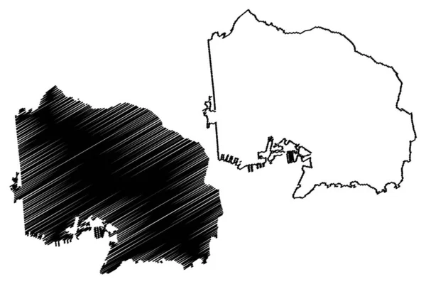 Toulon City Γαλλική Δημοκρατία Γαλλία Χάρτης Διανυσματική Απεικόνιση Scribble Sketch — Διανυσματικό Αρχείο