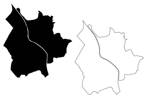 Salzburg City Rakouská Republika Mapa Vektorová Ilustrace Čmáranice Mapa Města — Stockový vektor