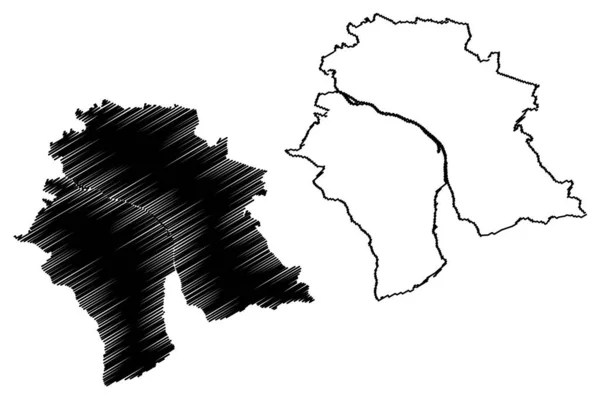 Zurique City Confederação Suíça Suíça Mapa Ilustração Vetorial Esboço Rabiscos — Vetor de Stock