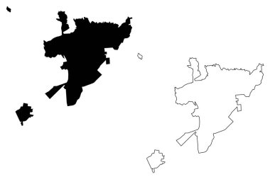 Sliven Şehri (Bulgaristan Cumhuriyeti) harita vektör illüstrasyonu, çizim şehri Sliven haritası