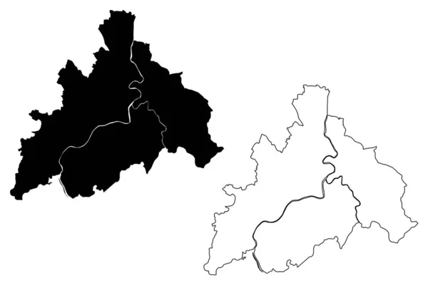 Banja Luka City Bosna Hercegovina Bosna Hercegovina Republika Srpská Mapa — Stockový vektor