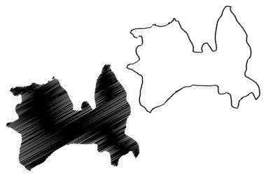 Üsküp 'ün Büyük Belediyesi (Kuzey Makedonya Cumhuriyeti, Üsküp İstatistik Bölgesi) harita vektör çizimi, çizimi Büyük Üsküp haritası