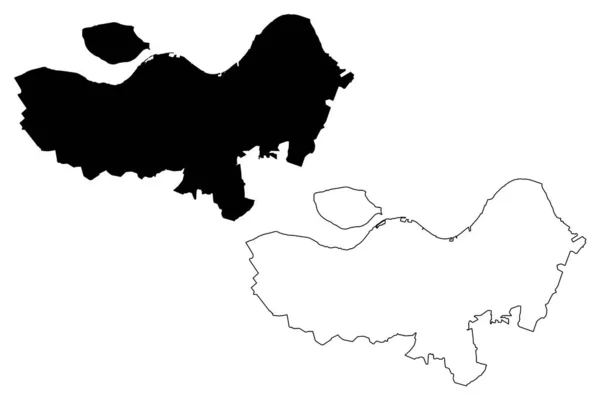 Aalborg City Dánské Království Mapa Vektorové Ilustrace Čmáranice Mapa Města — Stockový vektor