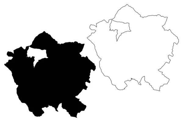 Ciudad Liberec República Checa Chequia Mapa Vector Ilustración Boceto Garabato — Vector de stock