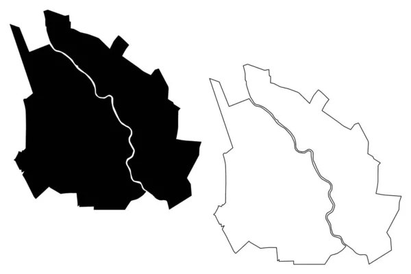 Tartu City República Estónia Mapa Ilustração Vetorial Esboço Rabiscos Cidade — Vetor de Stock