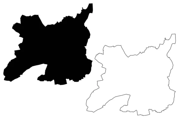 Rennes City Francouzská Republika Francie Mapa Vektorové Ilustrace Čmáranice Mapa — Stockový vektor