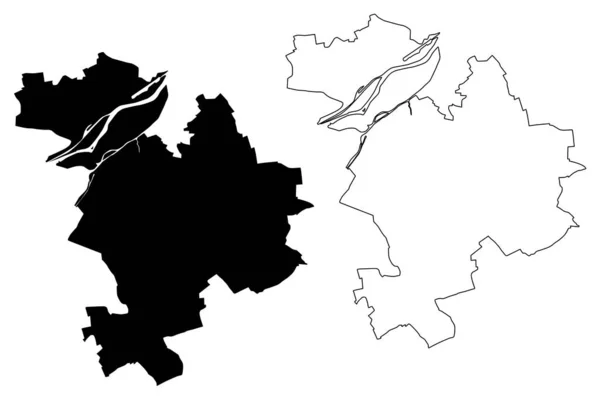 Metz City Französische Republik Frankreich Kartenvektorillustration Kritzelskizze Stadtplan Von Metz — Stockvektor