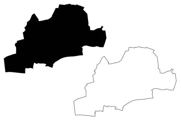 Montreuil City Repubblica Francese Francia Mappa Vettoriale Illustrazione Abbozzo Scarabocchiare — Vettoriale Stock
