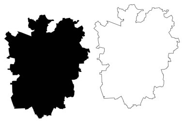 Braunschweig Şehri (Almanya Federal Cumhuriyeti, Aşağı Saksonya) harita vektör çizimi, çizim şehri Brunswick haritası
