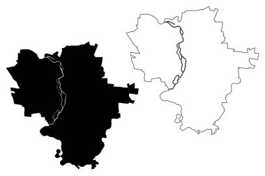 Halle Şehri (Almanya Federal Cumhuriyeti, Saksonya-Anhalt) harita vektör çizimi, çizim şehri Saale haritası