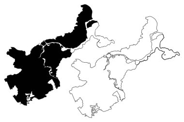 Lubeck Şehri (Almanya Federal Cumhuriyeti, Schleswig-Holstein) harita vektör çizimi, Hanseatic City of Lubeck harita çizimi