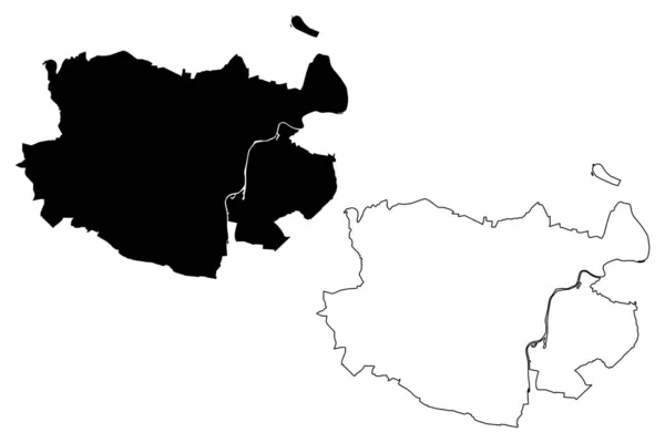 Векторная Иллюстрация Карты Города Мбаппе Федеративная Республика Германия Гессен Чертеж — стоковый вектор