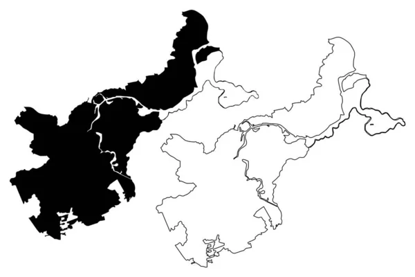 Lubeck City Republika Federalna Niemiec Szlezwik Holsztyn Mapa Wektor Ilustracja — Wektor stockowy