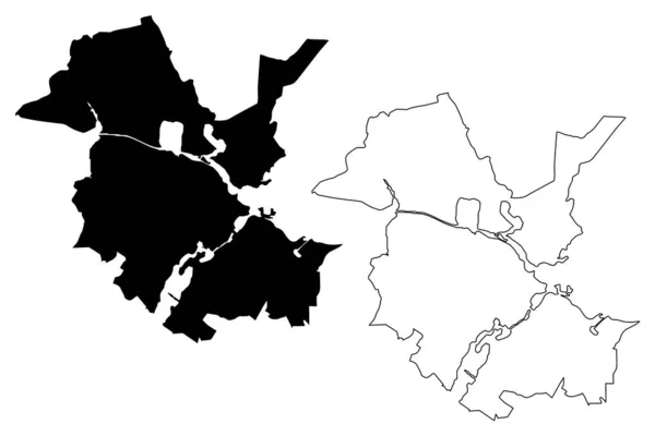 Potsdam City Förbundsrepubliken Tyskland Brandenburg Karta Vektor Illustration Klotter Skiss — Stock vektor