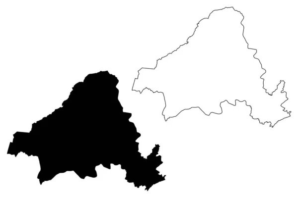 索林根市 德意志联邦共和国 北莱茵 威斯特法伦州 地图矢量图解 速写草图索林根市地图 — 图库矢量图片