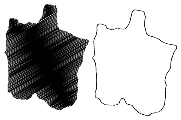 Vinica Municipality Republik Nordmakedonien Östliche Statistische Region Kartenvektorillustration Kritzelskizze Vinica — Stockvektor