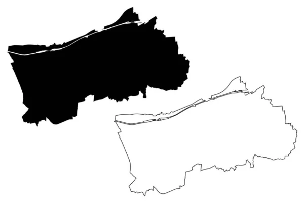 Herne City Bundesrepublik Deutschland Nordrhein Westfalen Kartenvektorillustration Kritzelskizze Stadtplan Herne — Stockvektor