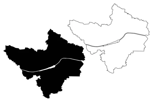 Cidade Ingolstadt República Federal Alemanha Baviera Mapa Ilustração Vetorial Esboço — Vetor de Stock