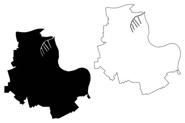 ネウス市 ドイツ連邦共和国 ノルトライン ヴェストファーレン州 地図ベクトル図 スケッチブック ネウス市地図 — ストックベクタ