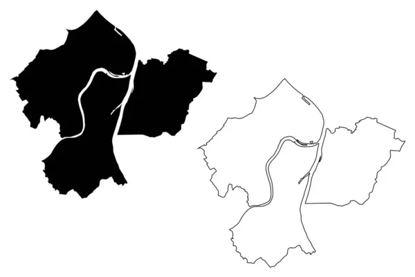 Città Coblenza Repubblica Federale Germania Renania Palatinato Mappa Vettoriale Illustrazione — Vettoriale Stock