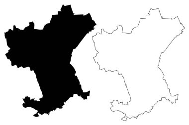 Salzgitter Şehri (Almanya Federal Cumhuriyeti, Aşağı Saksonya) harita vektör illüstrasyonu, Salzgitter şehrinin robot resmini çiz