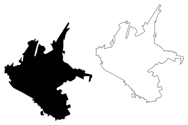 Città Larissa Repubblica Ellenica Grecia Ellas Tessaglia Mappa Vettoriale Illustrazione — Vettoriale Stock