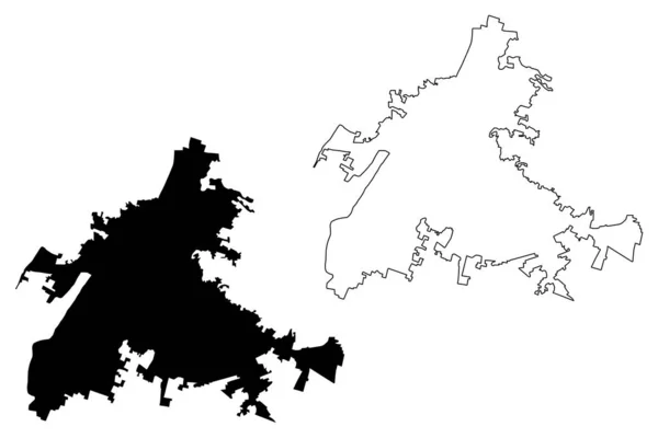 Brescia City Italia Lombardia Repubblica Italiana Mappa Vettoriale Illustrazione Abbozzo — Vettoriale Stock