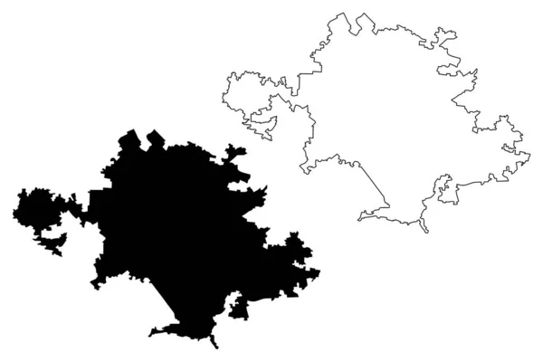 Sassari City Italia Sardegna Repubblica Italiana Mappa Vettoriale Illustrazione Abbozzo — Vettoriale Stock