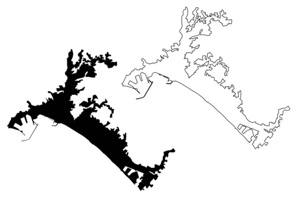 Salerno City Italia Campania Repubblica Italiana Mappa Vettoriale Illustrazione Scribble — Vettoriale Stock