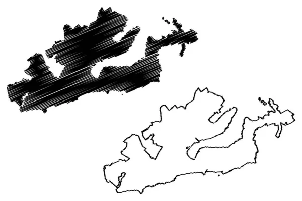 Dunedin City Nouvelle Zélande Île Sud Illustration Vectorielle Carte Croquis — Image vectorielle