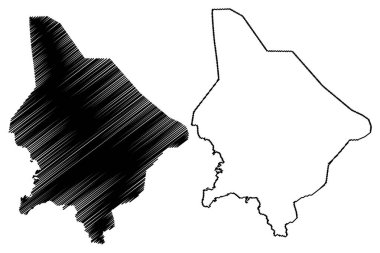 Port Moresby Şehri (Papua Yeni Gine 'nin Bağımsız Eyaleti, Ulusal Başkent Bölgesi) harita vektör çizimi, karalama Pom City veya Moresby haritası